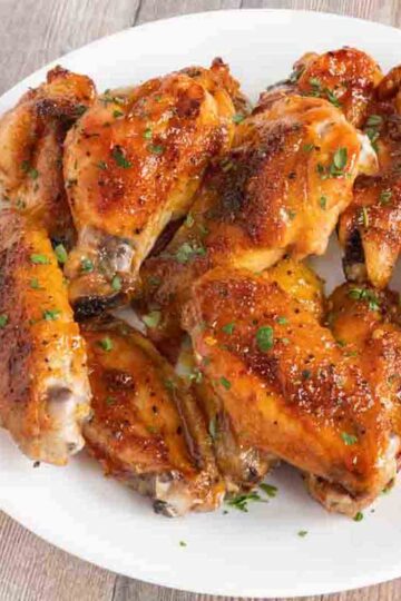 Plate of honey sriracha wings.