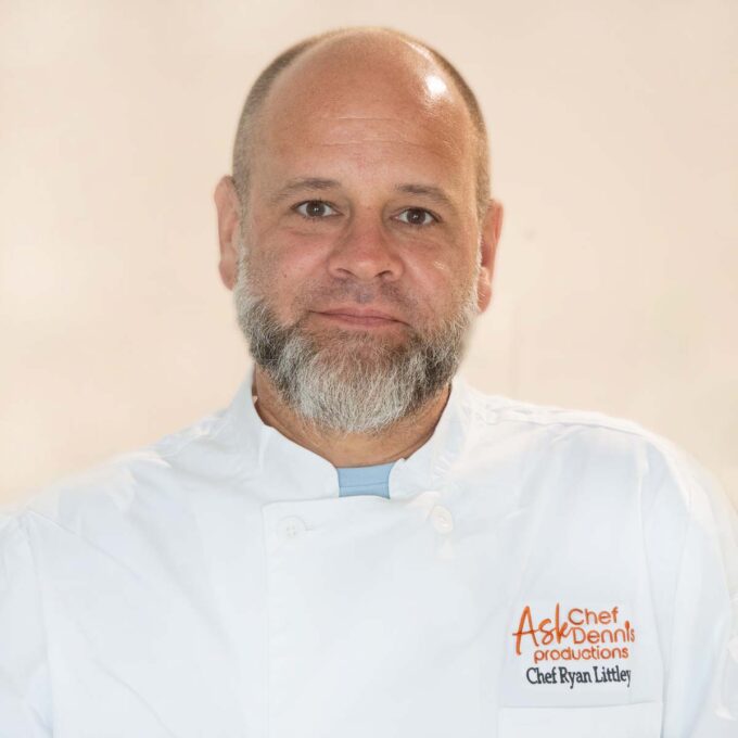 Chef Ryan Littley in a white chef coat.